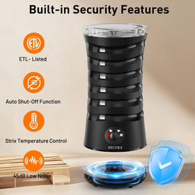 Secura milk warmer heats milk to serving temperature.