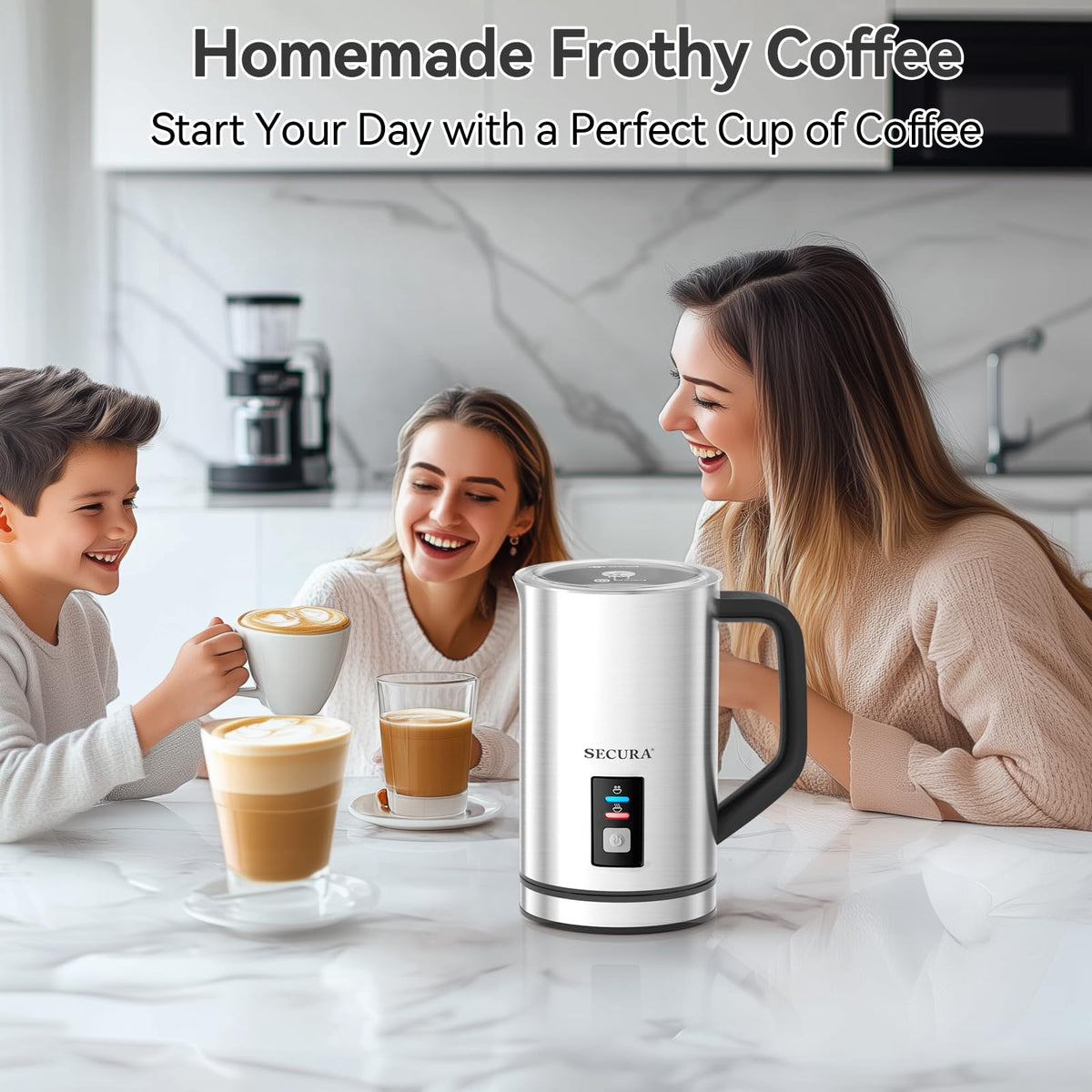 Secura milk frother stainless steel body for durability