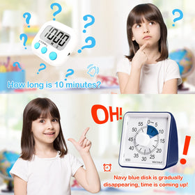 Secura navy blue disc timer supports concentration in office and school tasks.