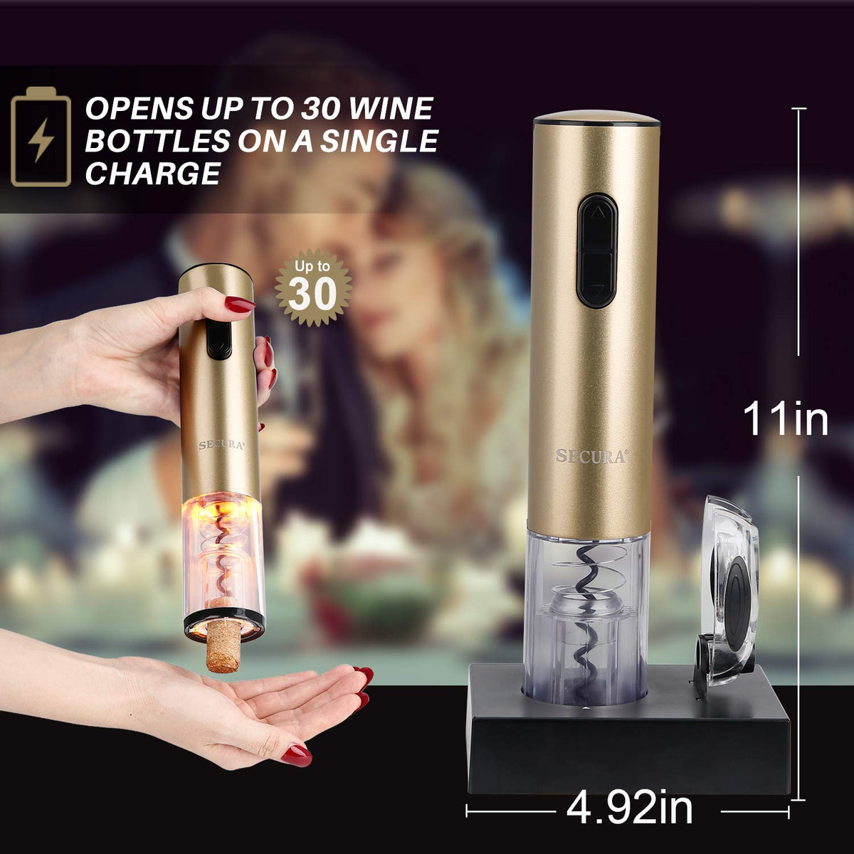 Secura open bottle in seconds with one-button operation.