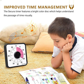 Secura peony color timer closeup highlights durable mechanical operation for daily use.