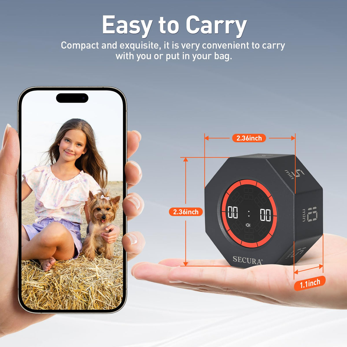 Secura Pomodoro Timer multi-use design for work, study, cooking