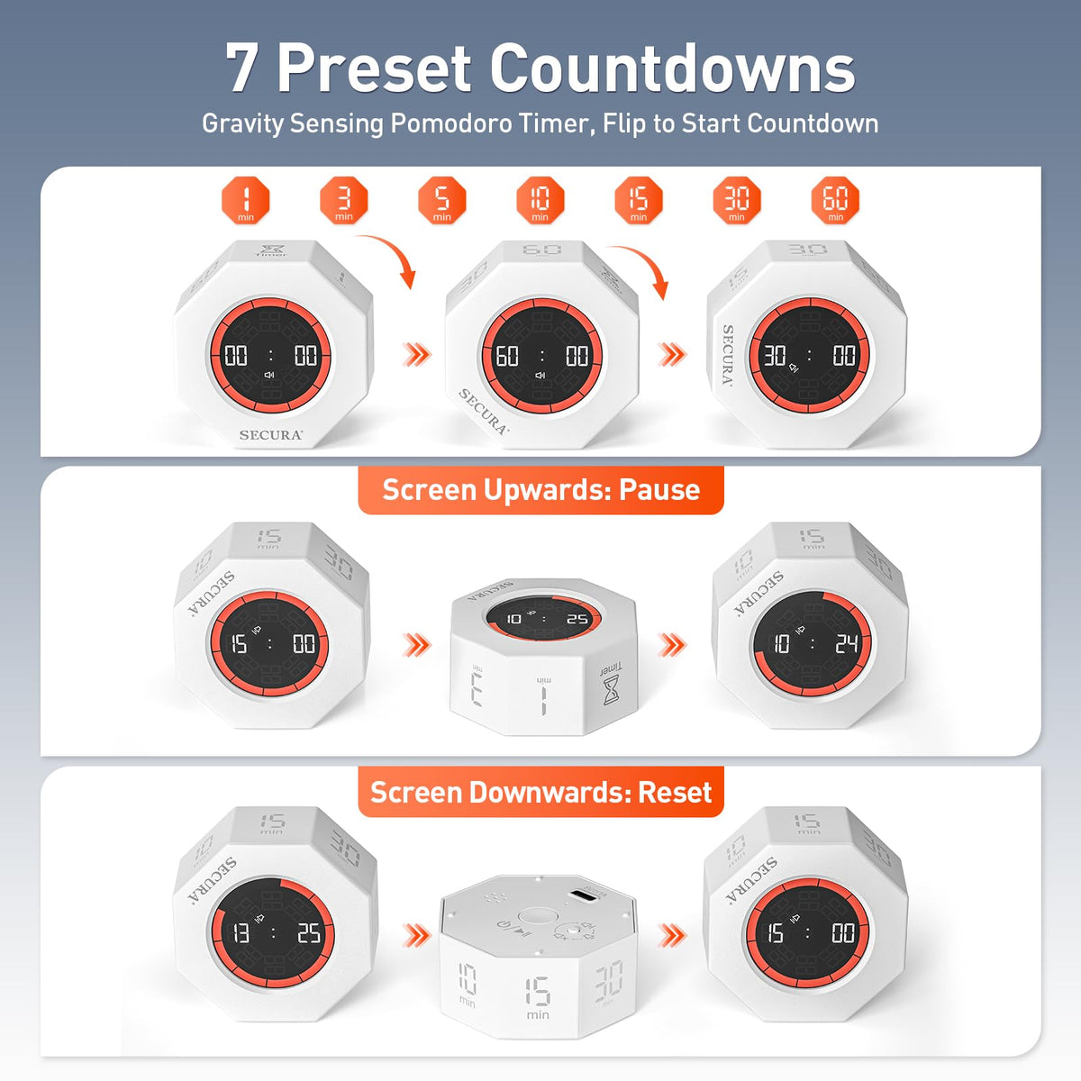 Secura Pomodoro Timer visual progress bar highlights time at a glance for tasks.