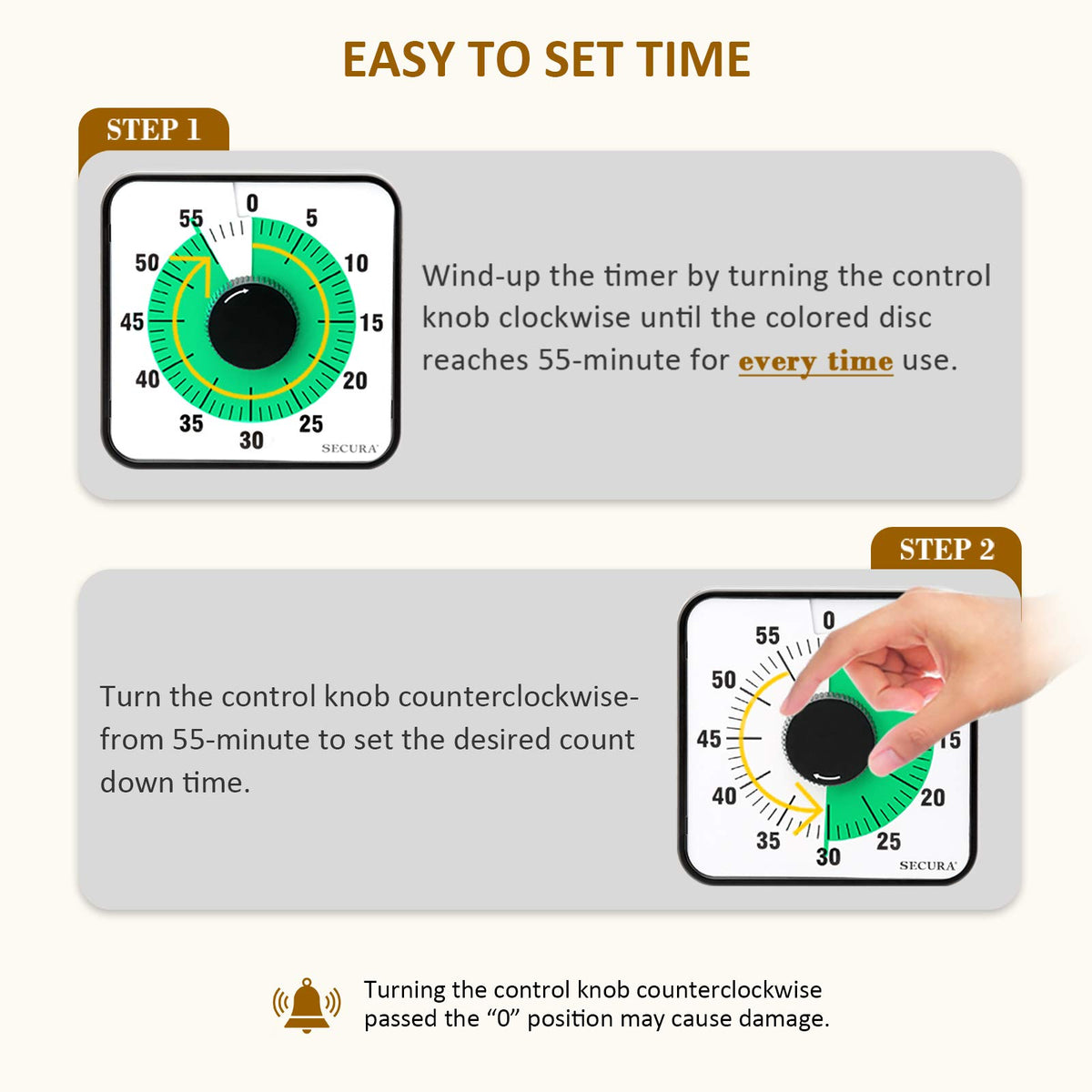 Secura timer magnetic back keeps it handy on fridge or whiteboard