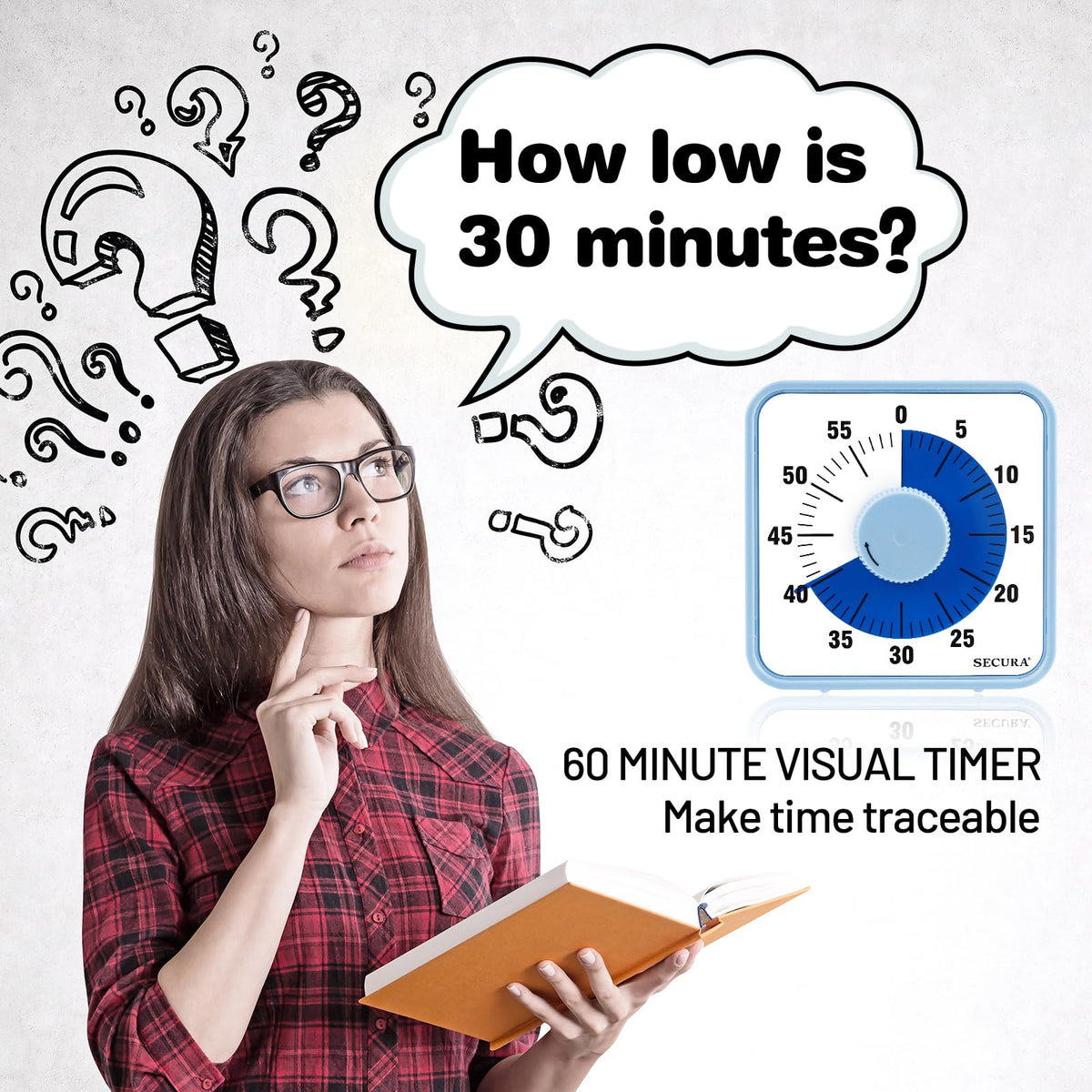 Secura visual countdown timer in classroom use with magnet back for pacing activities.