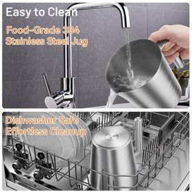 Secura built-in whisk storage keeps counters tidy during busy mornings.