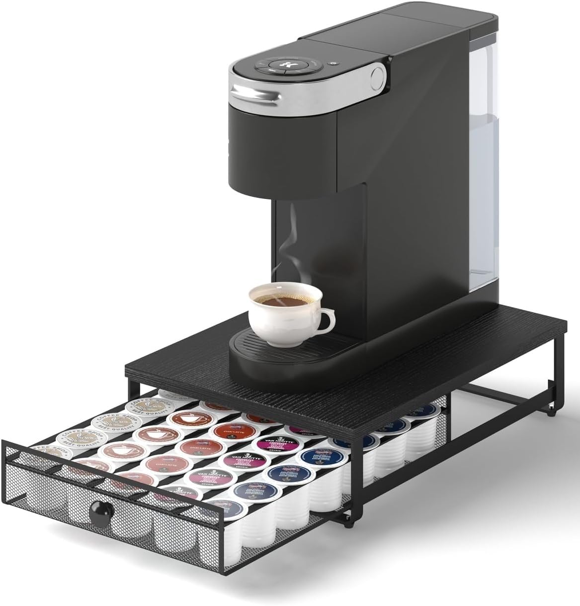 Sedegn pod holder front view showing organized K-Cup pods and compact footprint.