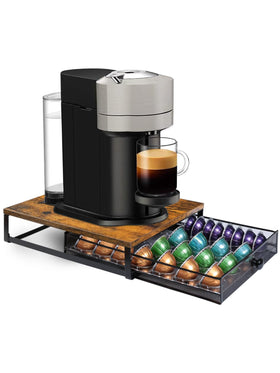 Sedegn coffee pod holder drawer front view shows organized Vertuo pods