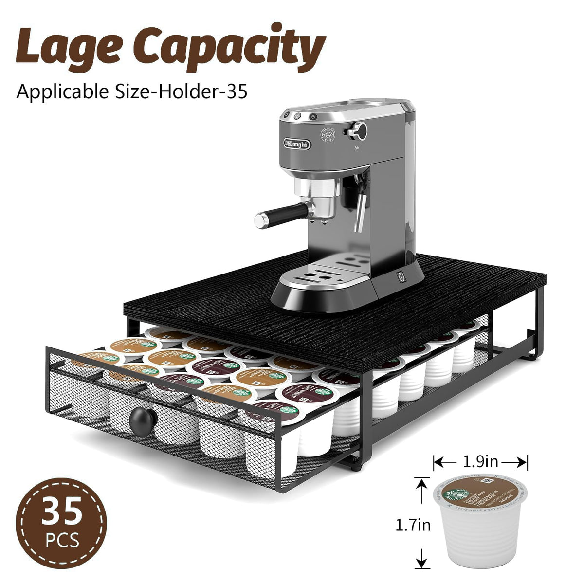 Sedegn pod holder sturdy carbon steel frame provides durable, stable support.