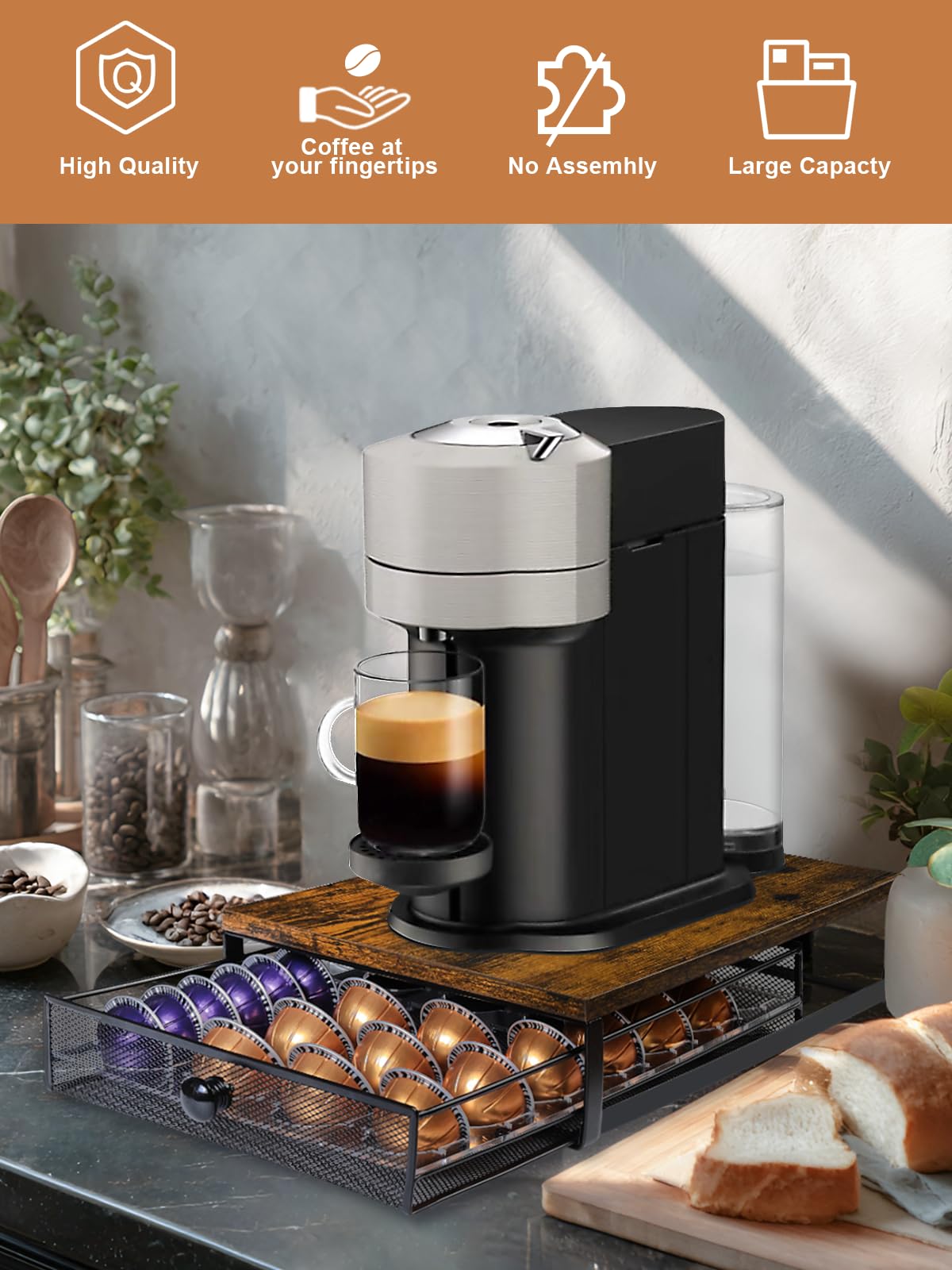Sedegn wood-top carbon steel frame blends durability with warm kitchen style