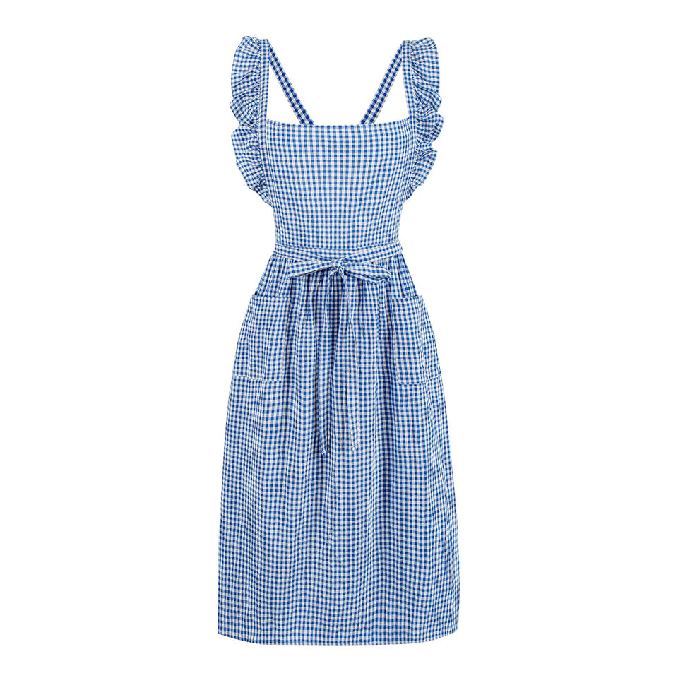 SeedBySea Vintage apron front view with dress-like silhouette for everyday cooking