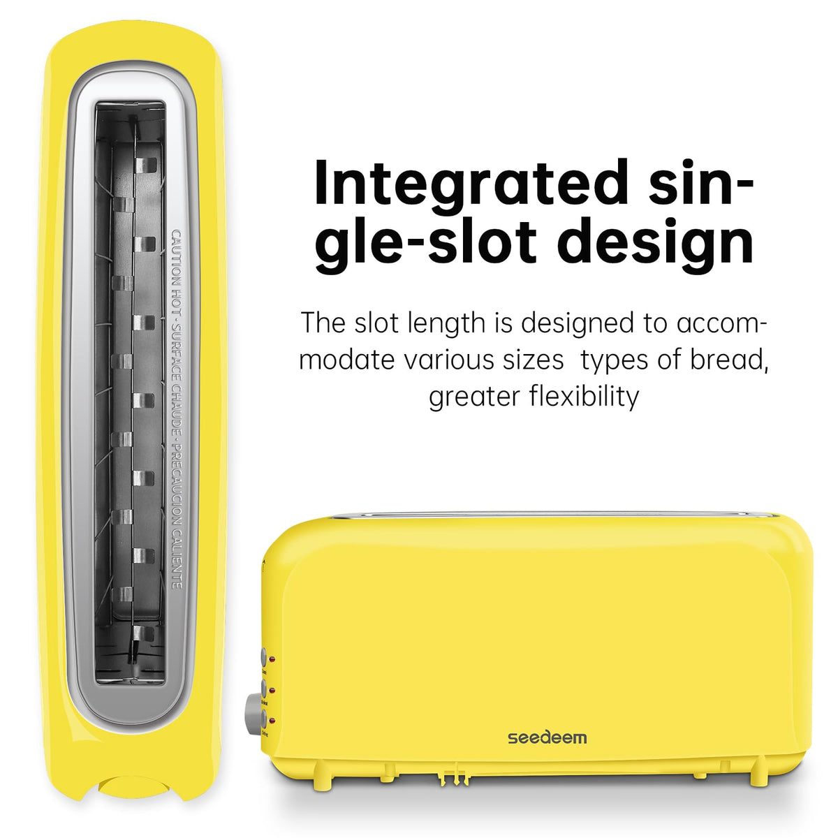 SEEDEEM browning control knob offers six levels for customizable toast.