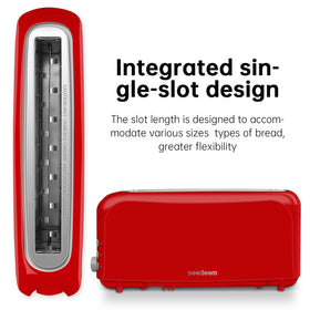 SEEDEEM 2 Slice Slim Toaster control close-up shows browning options for customization