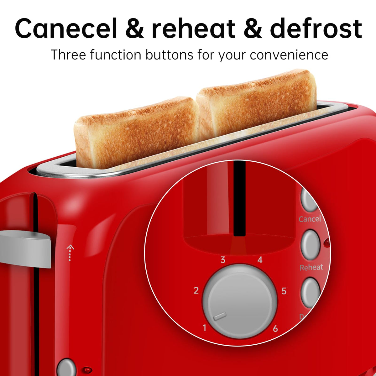 SEEDEEM 2 Slice Slim Toaster lever action for smooth bread lowering and popping up