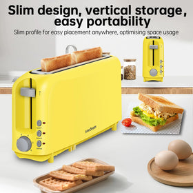 SEEDEEM long-slot design with extra-long slot for even toasting of long bread.