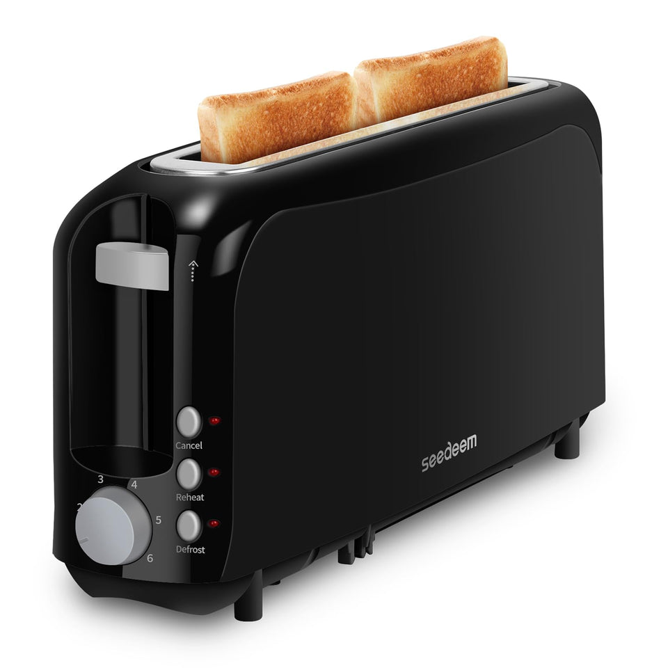 SEEDEEM 2-slice slim toaster with long slot for even toasting