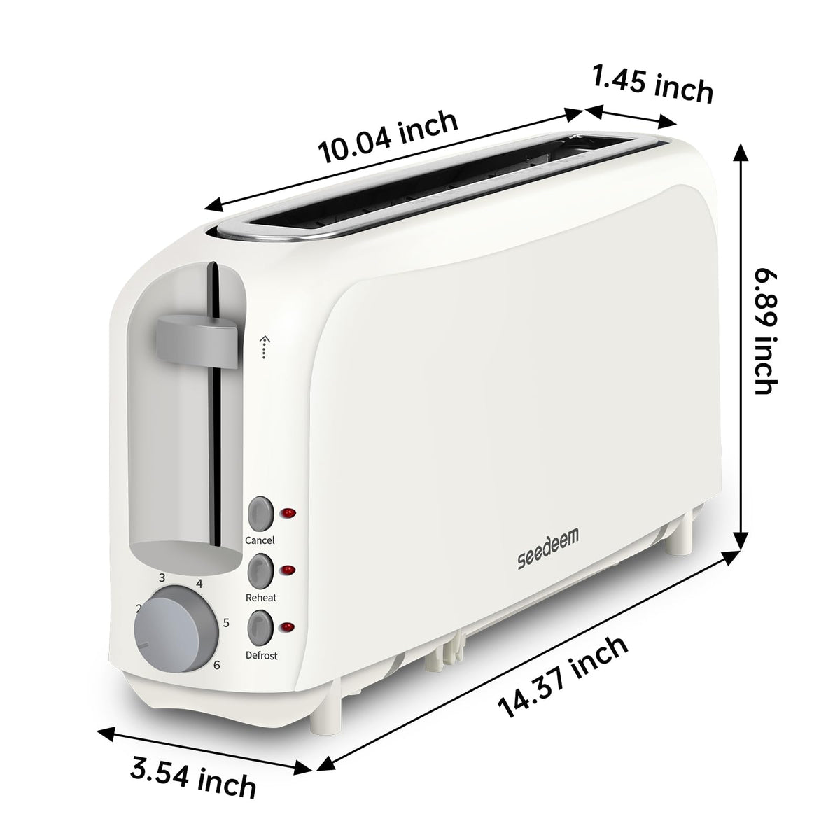 SEEDEEM removable crumb tray simplifies cleaning and keeps counters tidy.