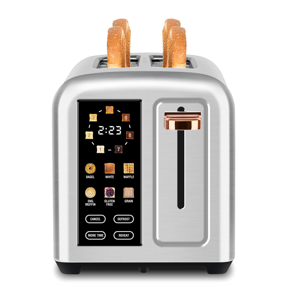 SEEDEEM toaster front view highlights compact 2-slice design for small kitchens.