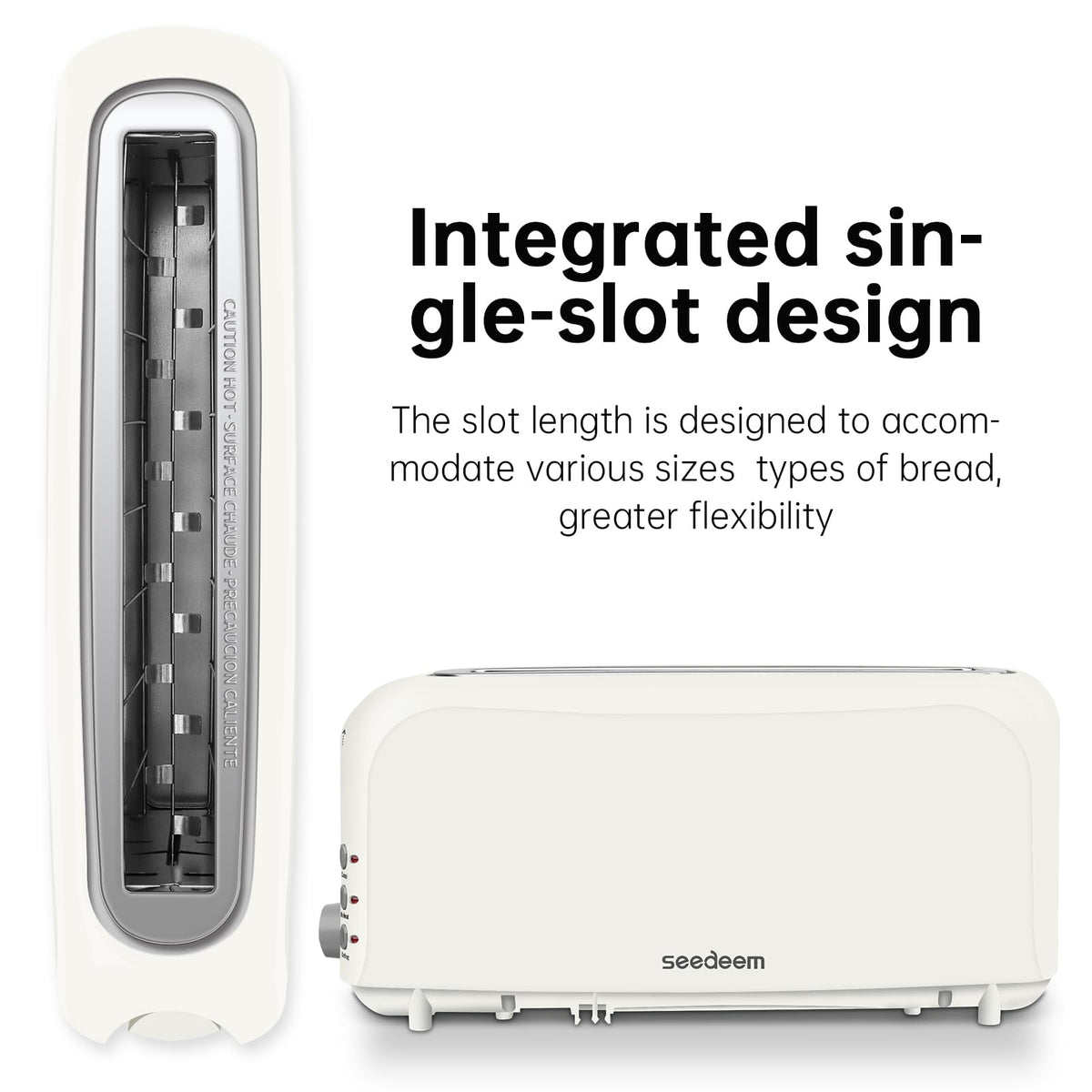 SEEDEEM toaster with six browning levels for personalized morning toast.