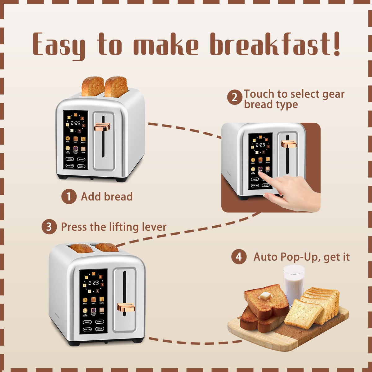 SEEDEEM supports six bread types like bagel and waffles for versatile use.