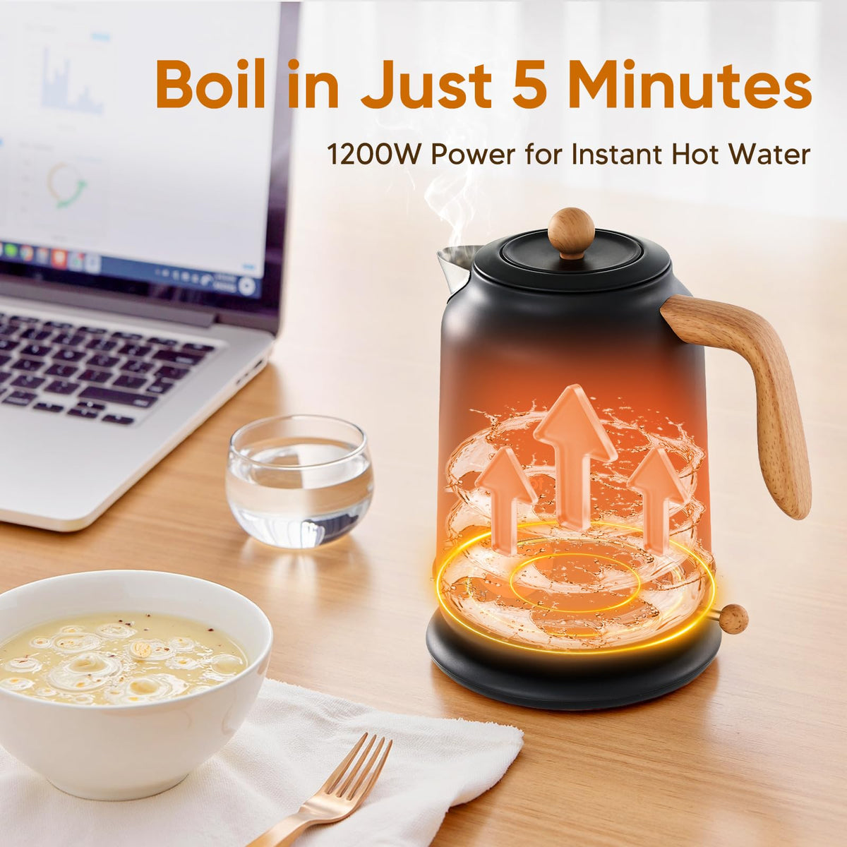 Seehot retro-style 1.7L kettle adds charm to any kitchen.
