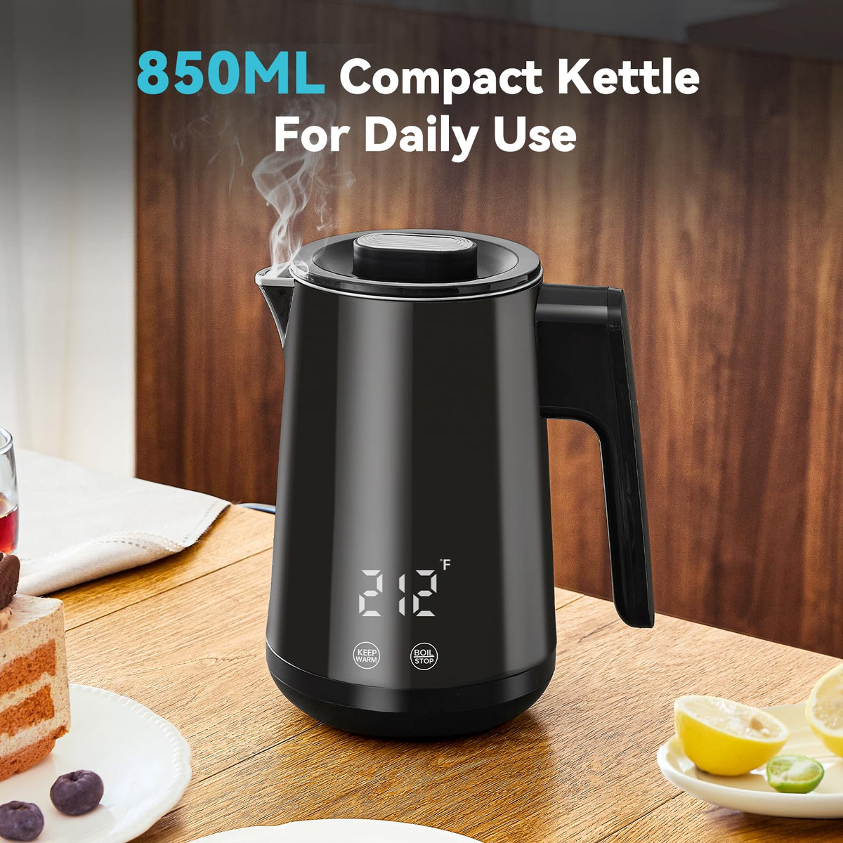 Seehot kettle with five temperature presets and LED display for precise results.