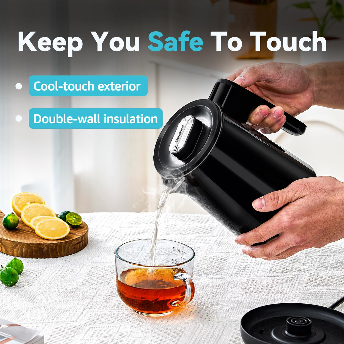 Seehot 800W fast boil saves time during busy mornings.