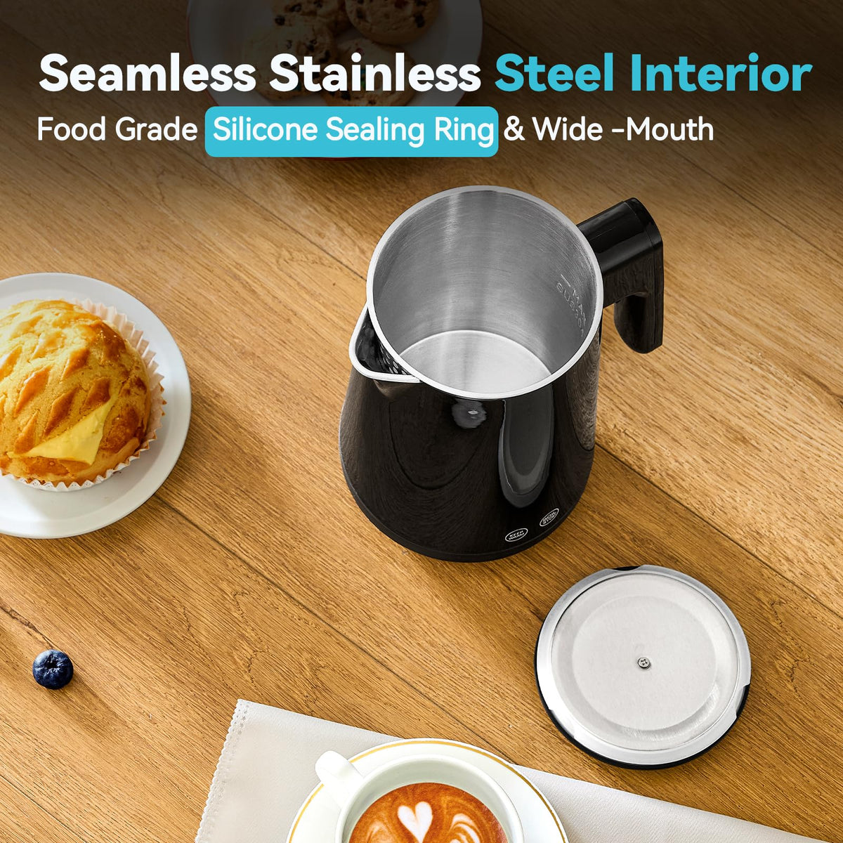 Seehot silicone lid seal prevents spills while keeping heat inside.