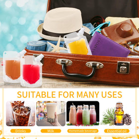 Seeloowy portable beverage pouch fits in bags and backpacks.