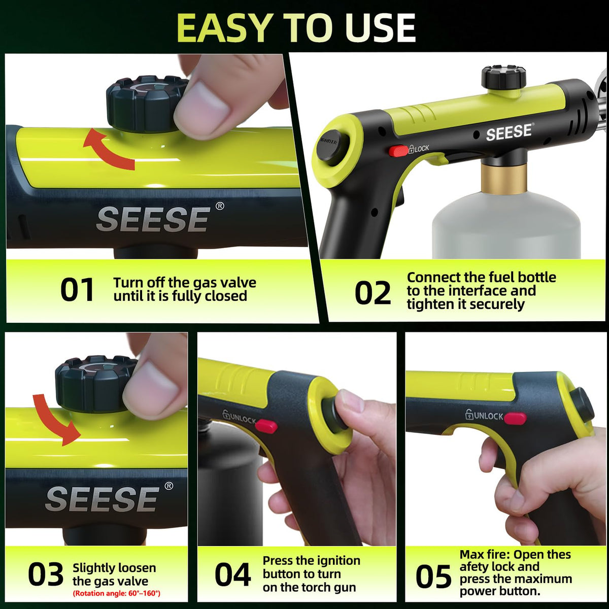 SEESE torch demonstrates up to 3272°F heat for high-heat tasks.