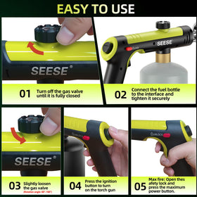 SEESE torch demonstrates up to 3272°F heat for high-heat tasks.