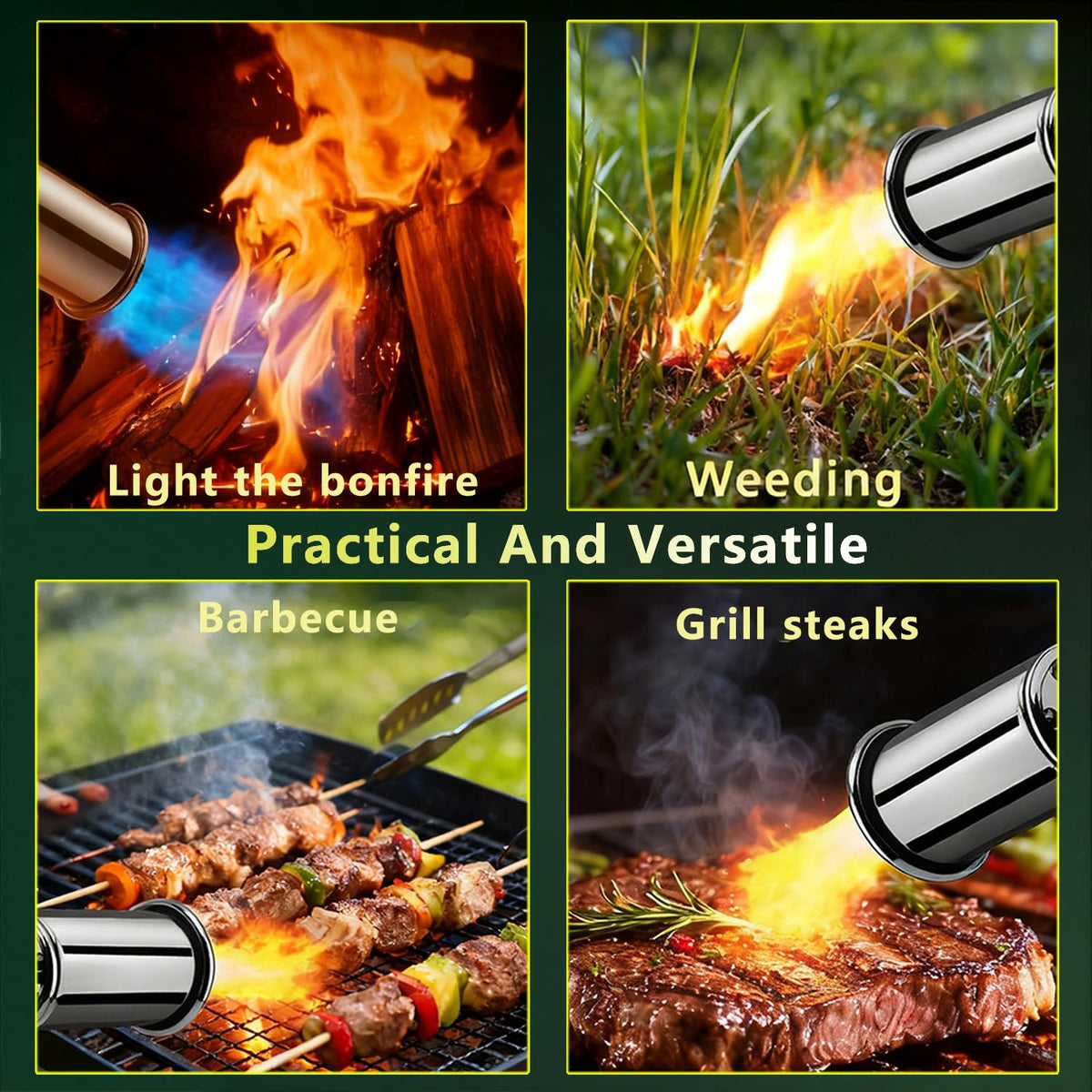 SEESE outdoors torch for BBQ lighting and campfire ignition.