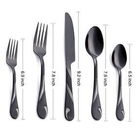 Seeshine black silverware set with dinner forks for balanced, comfortable use.