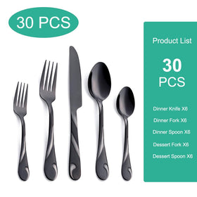 Seeshine black silverware set with dinner spoons for smooth, everyday meals.