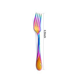Seeshine iridescent flatware close-up showing shimmering finish for elegant meals.