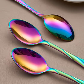 Seeshine rainbow silverware adds playful color to festive dinners.