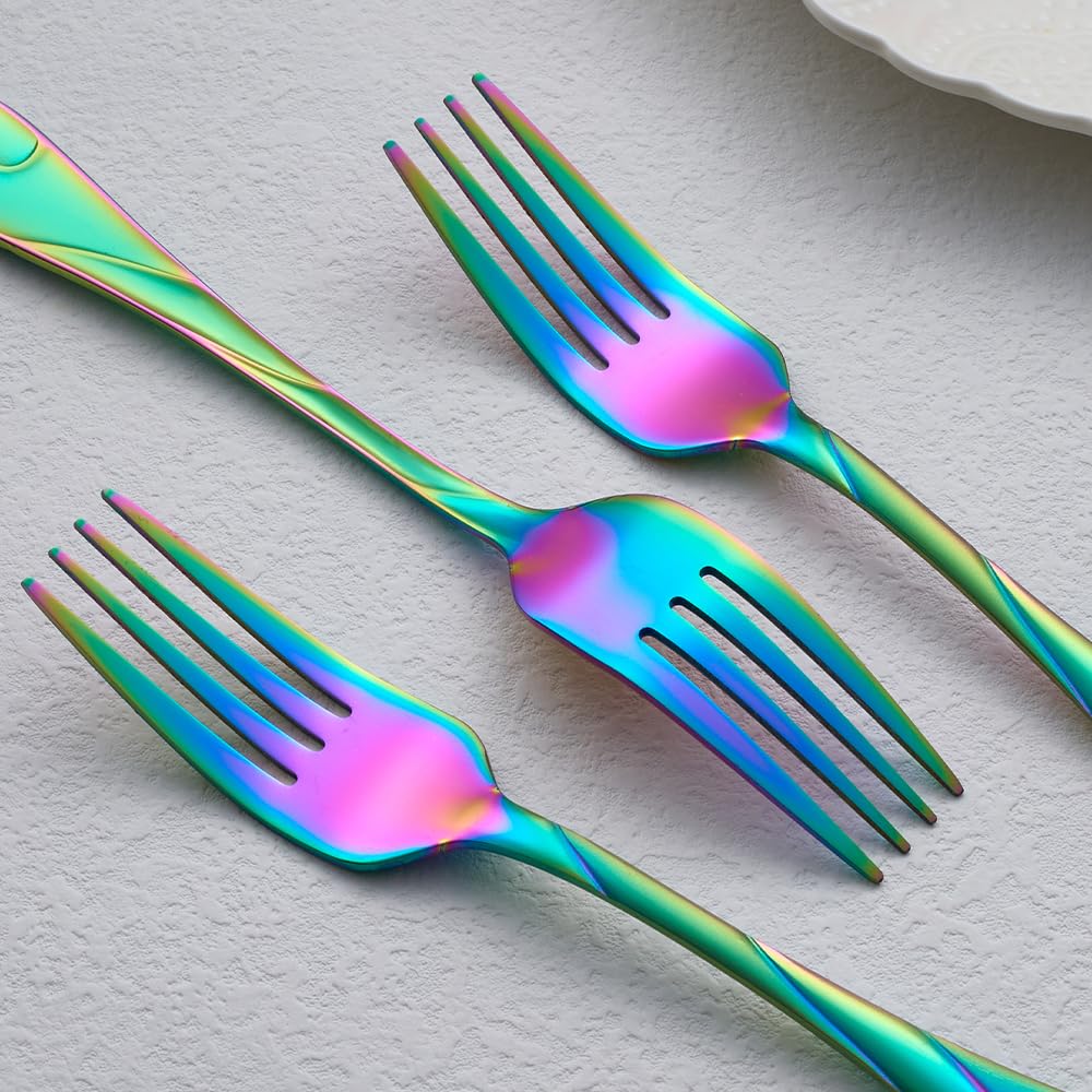 Seeshine round-handle forks offer comfortable grip during family meals.