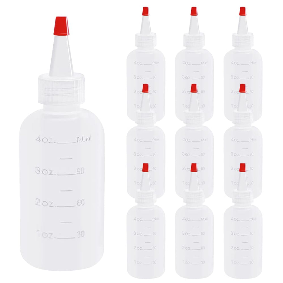 Seewavom 10-pack 4 oz bottles with red caps for organized condiment storage.