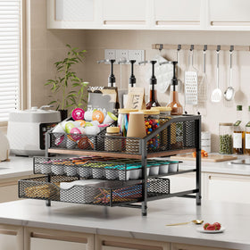Segtenant elegant black and brown design complements modern or rustic kitchens.