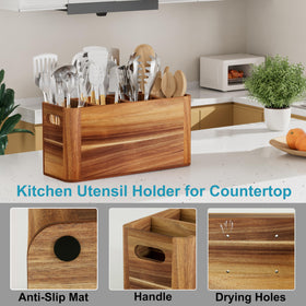 Segtenant four-compartment organizer keeps spatulas, spoons, and tongs neatly sorted.