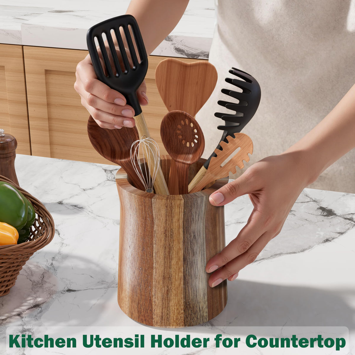 Segtenant farmhouse style utensil holder adds warmth to kitchen decor