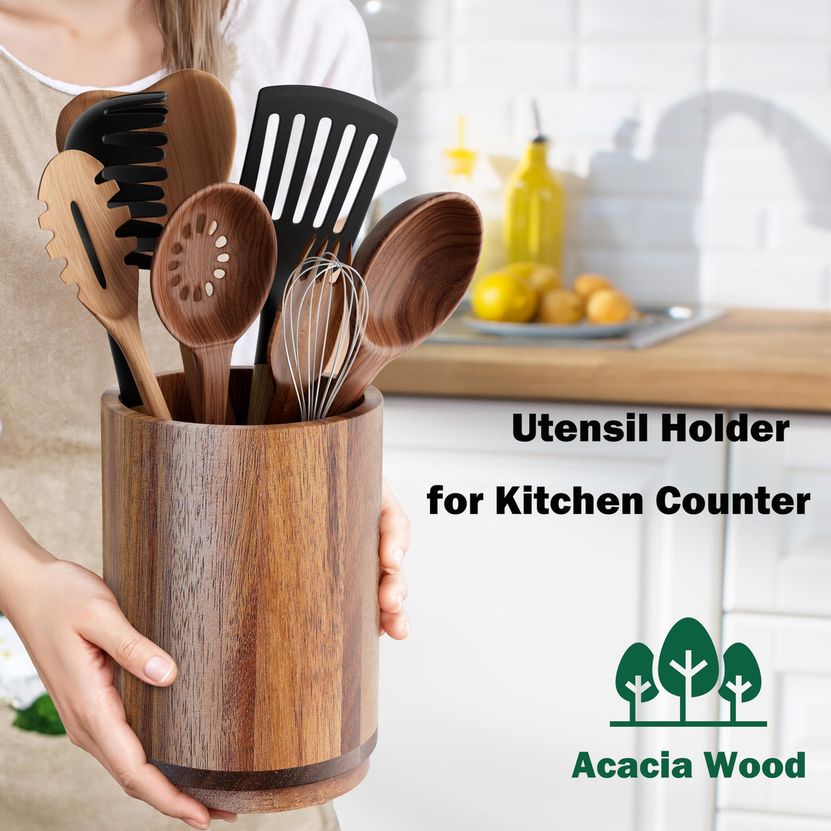 Segtenant large-capacity utensil holder fits 15+ tools on the counter.