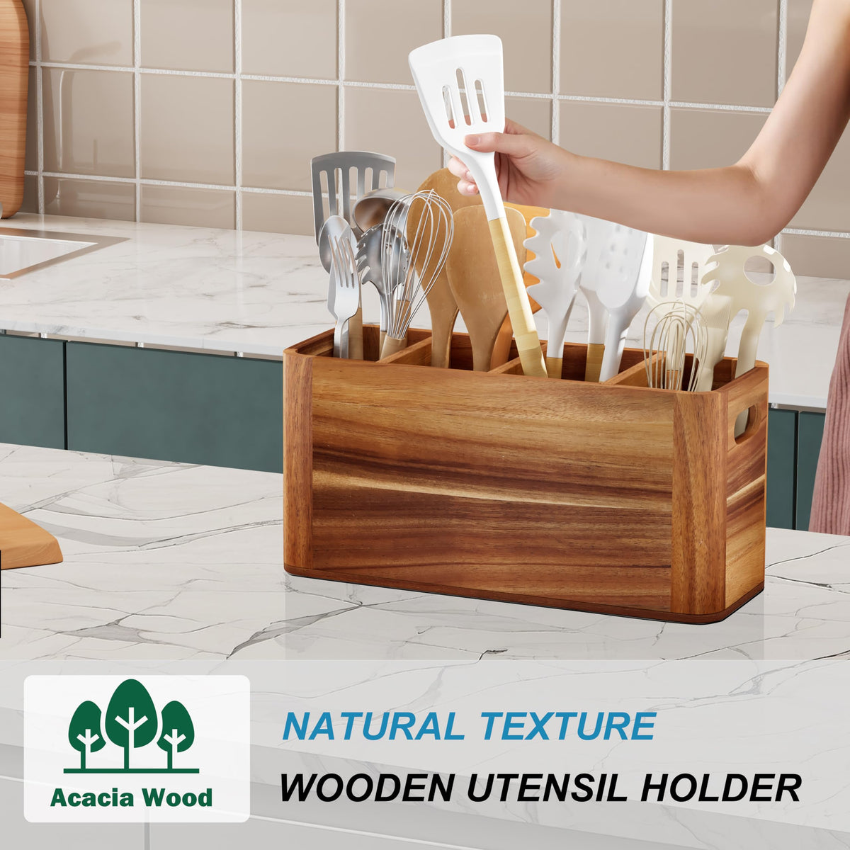 Segtenant extra-large capacity holds 30 to 40 utensils for easy reach.