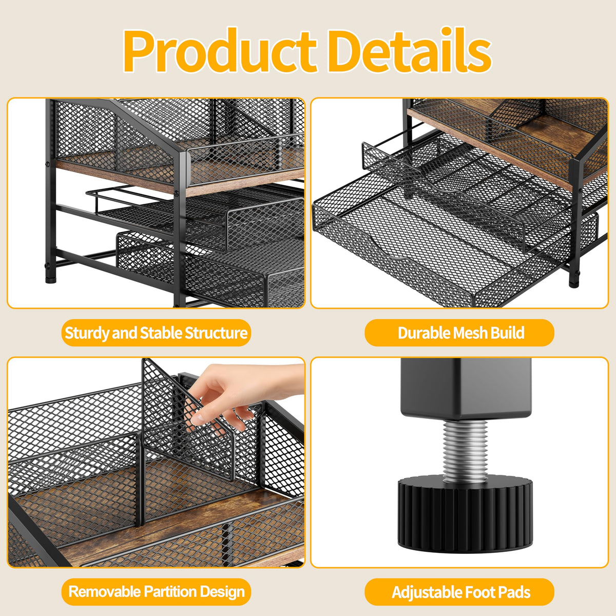 Segtenant wood and metal stand highlights sturdy construction and stability.