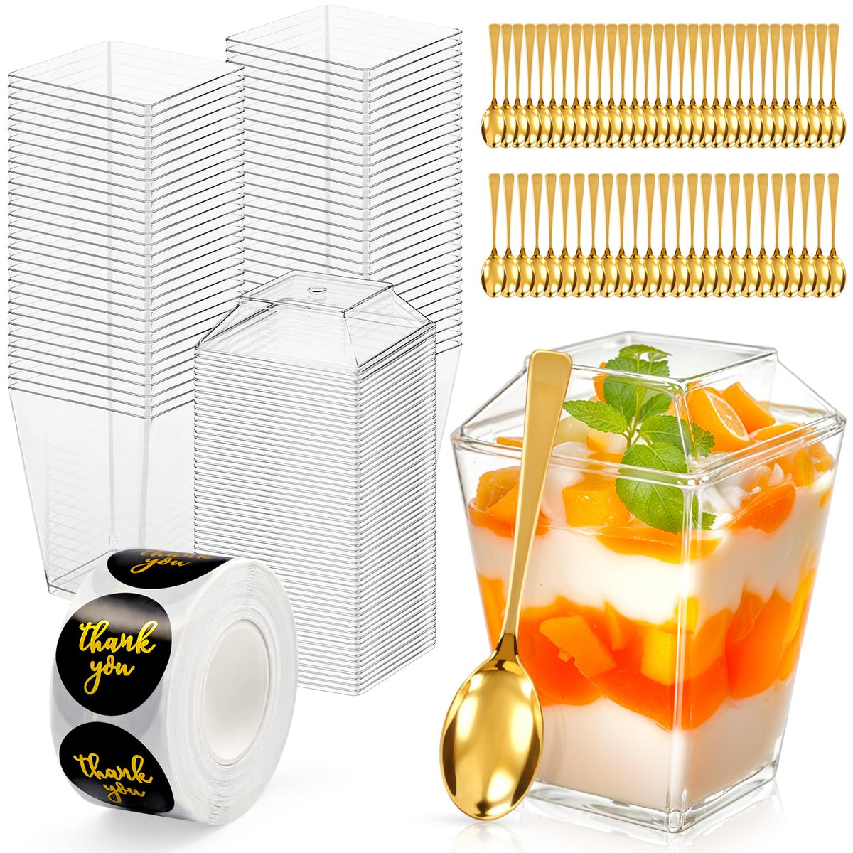 SEIION 165-pcs 5oz clear dessert cups ready for elegant parfait presentations