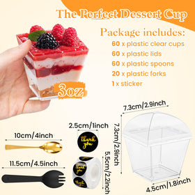 SEIION 3oz clear parfait cups with lids ideal for layered desserts.