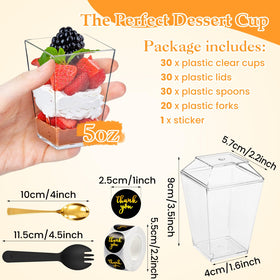 SEIION crystal-clear 5oz dessert cups with secure flat lids display layered parfaits
