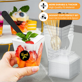 SEIION parfait cups 5oz highlight colors and textures of layered desserts
