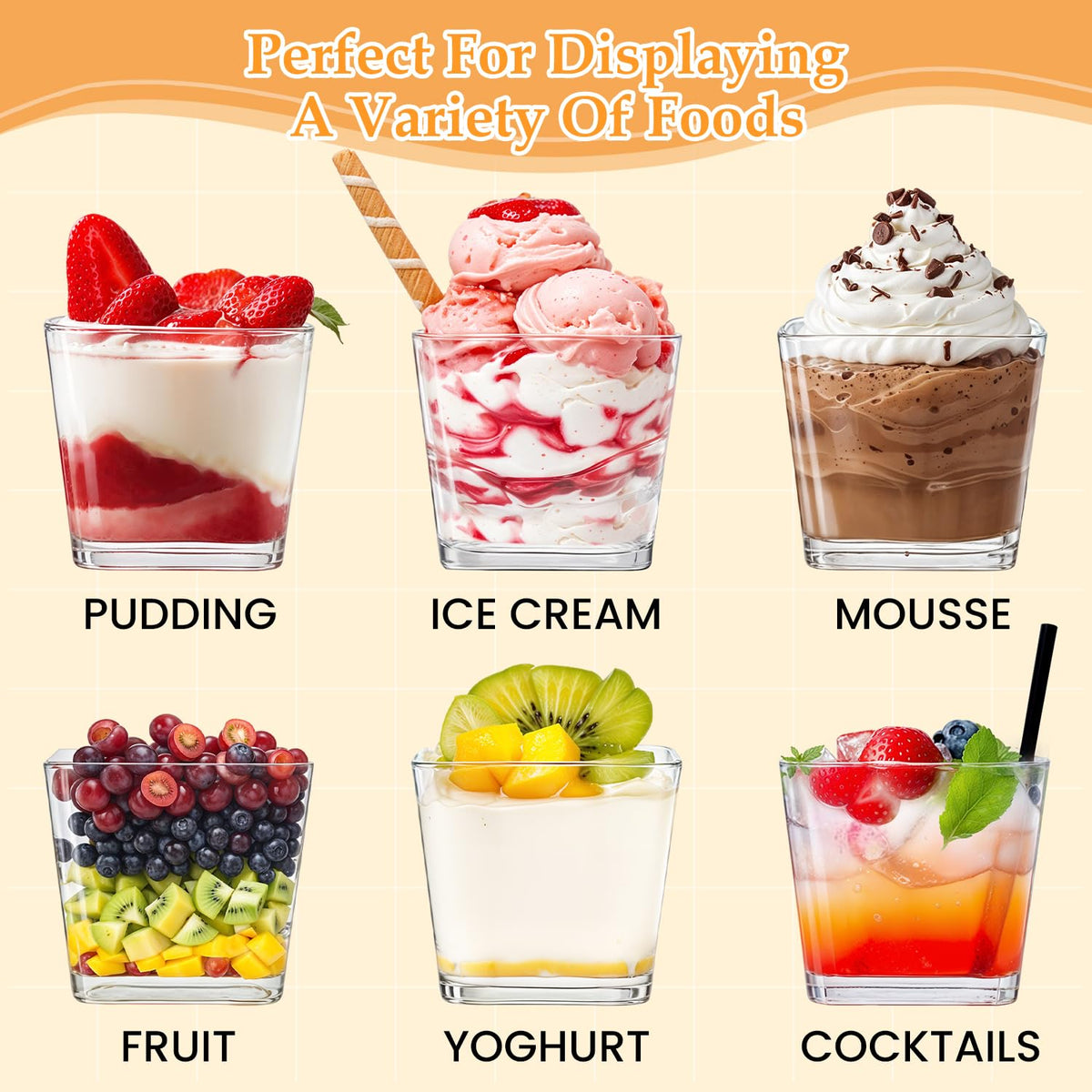SEIION stackable dessert cups save space for storage and prep.