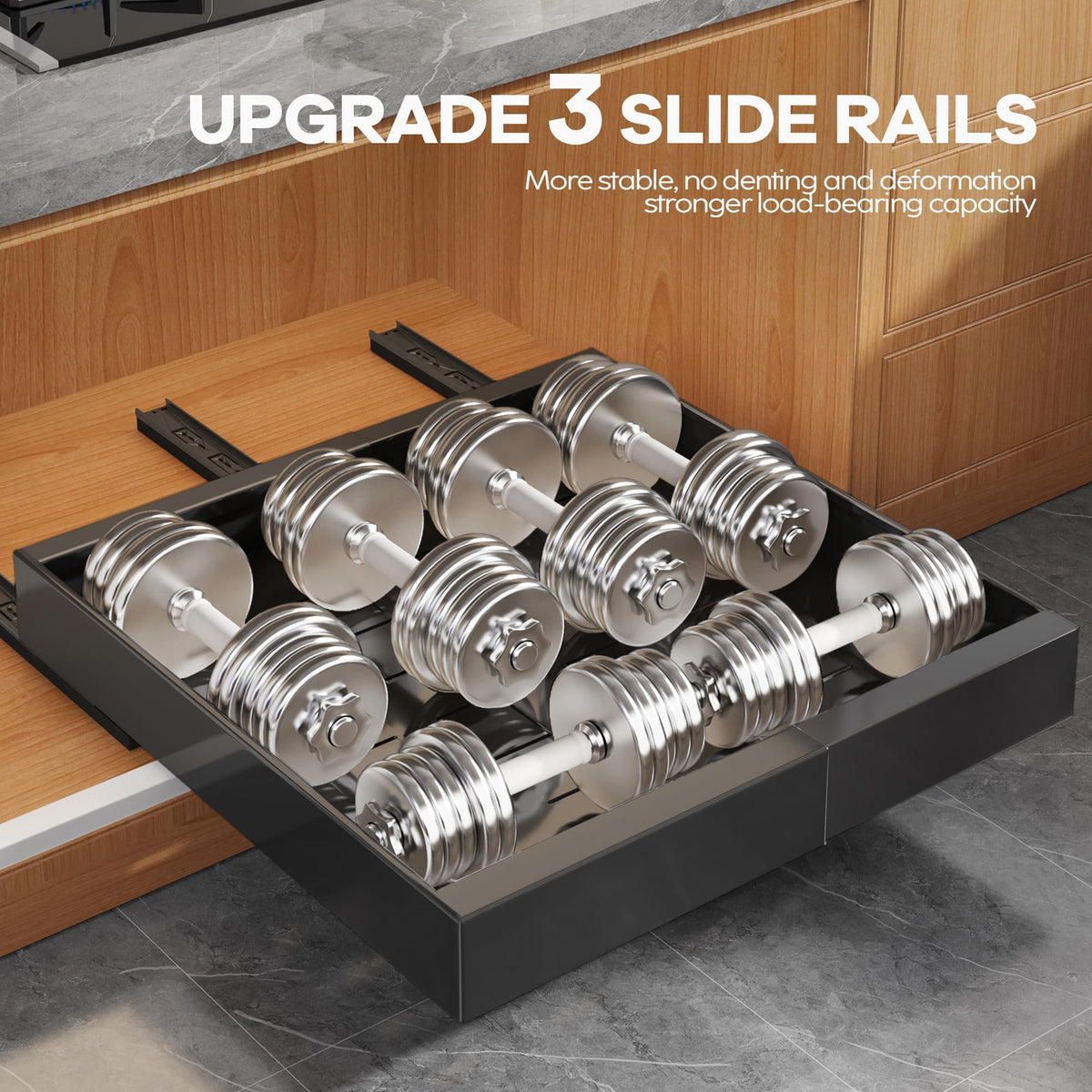 Seinloes adjustable width from 12.05 to 20.4 inches for flexible cabinet fit.